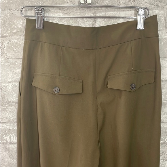 Zara Olive Green High-Waisted Trousers - Picture 4 of 6